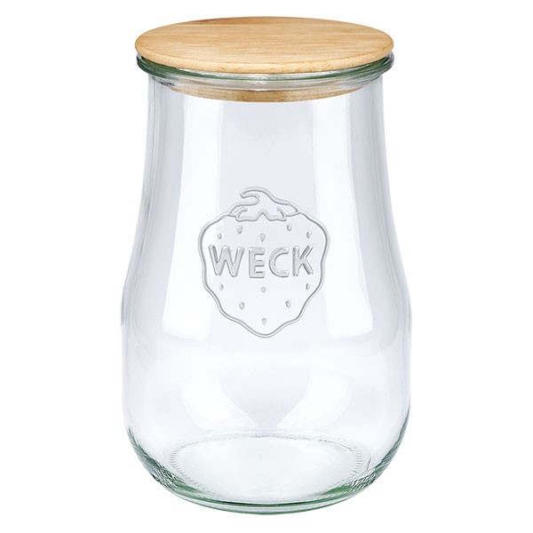 Bocal tulipe WECK 1750 ml avec couvercle en bois