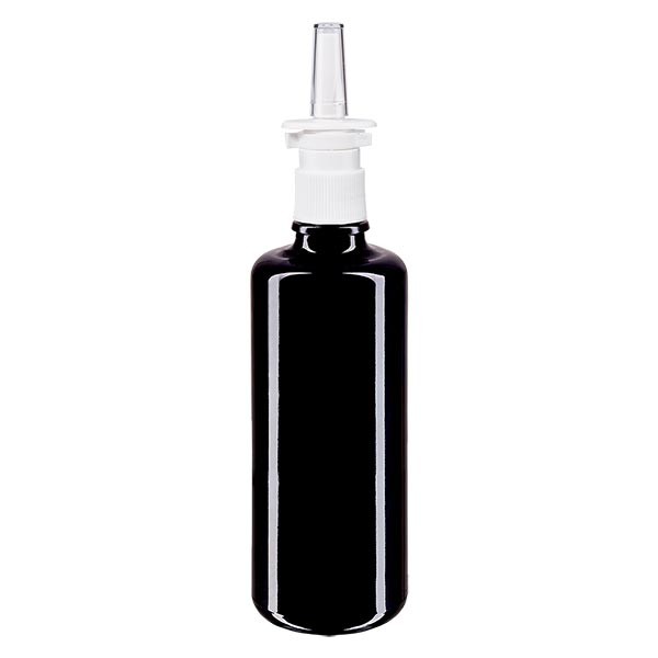 Flacon en verre violet 50 ml avec spray nasal blanc