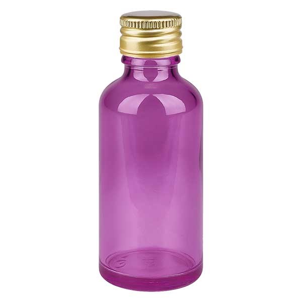 Flacon de 50 ml, bouchon à vis 11 mm en aluminium doré avec fermeture standard PurpleLine UT18/50