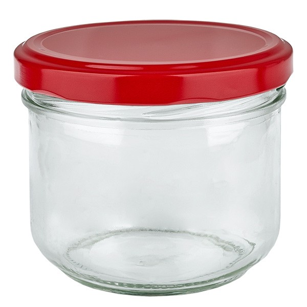 260 ml trommelglas + BasicSeal deksel rood UNiTWIST