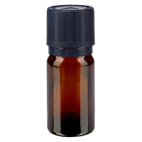Bruine glazen fles 5ml met zwart druppelsluiting 1mm kinderslot Bliw. VR Bruine glazen fles 5ml met zwart druppelsluiting 1mm kinderslot Bliw. VR