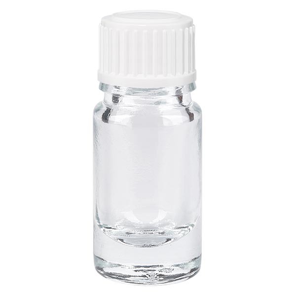 Helder glazen flessen 5ml met wit druppelsluiting 0.8mm St