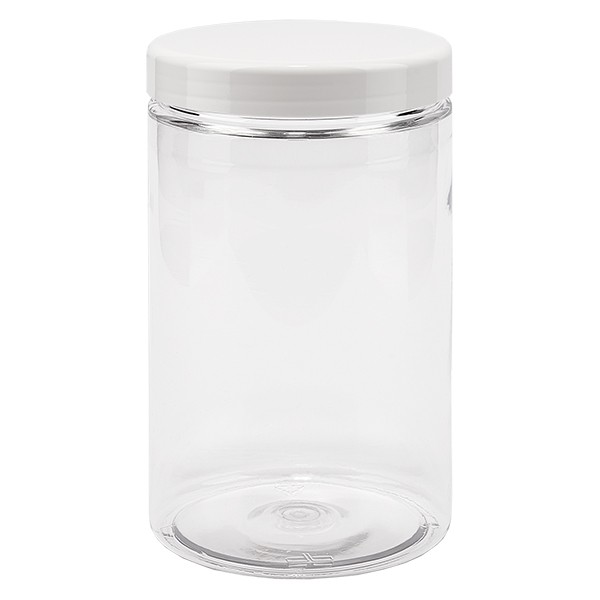 Pot à vis en PET clair 400 ml avec couvercle blanc