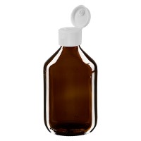300ml Euro-medicijnfles / siroopfles bruin met witte klapsluiting 300ml Euro-medicijnfles / siroopfles bruin met witte klapsluiting