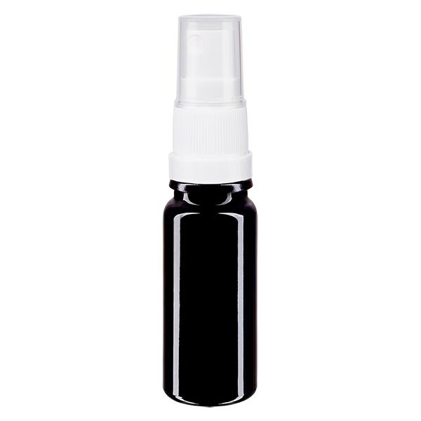 Flacon en verre violet 10 ml DIN18 (verre Miron) avec spray