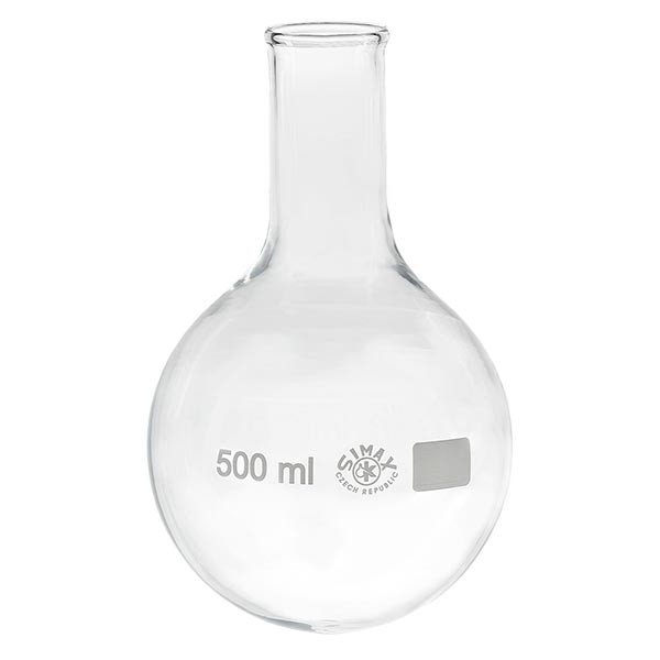 Platbodem kolf 500ml nauwe hals borosilicaat met afgeronde rand