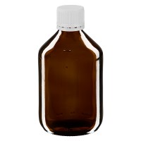 300ml Euro-medicijnfles bruin met witte schroefsluiting VR 300ml Euro-medicijnfles bruin met witte schroefsluiting VR
