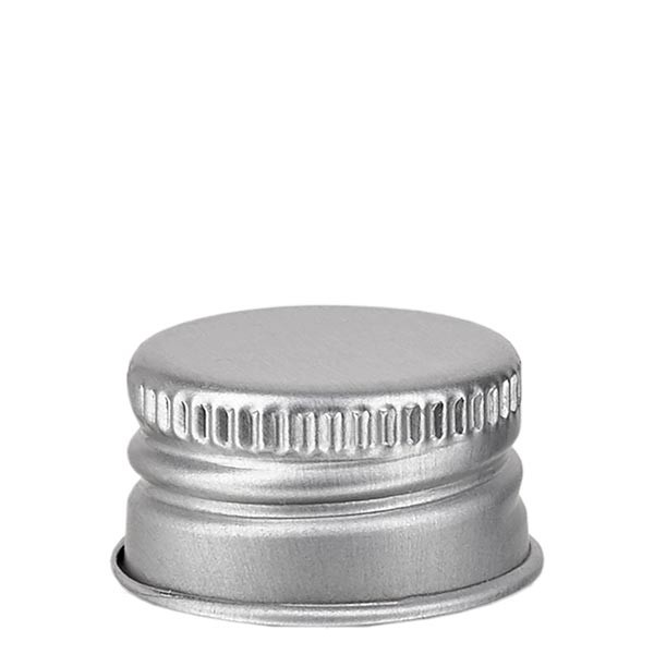 Schroefsluiting 18 mm zilver aluminium geribbeld met afgeronde rand en afdichtplaatje