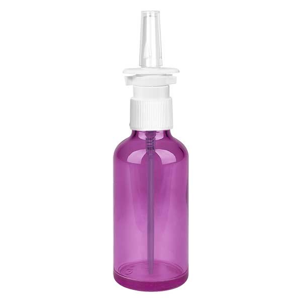Flacon spray nasal de 50 ml. Blanc/tr. avec bouchon standard PurpleLine UT18/50