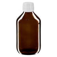 250ml Euro-medicijnfles bruin met witte schroefsluiting VR 250ml Euro-medicijnfles bruin met witte schroefsluiting VR