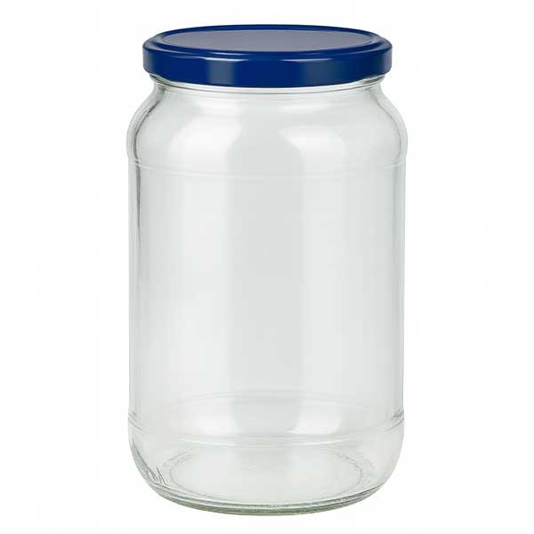 1062ml rond glas + BasicSeal deksel blauw UNiTWIST