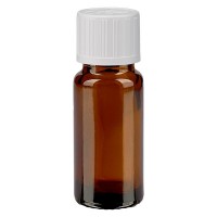 Bruine glazen fles 10ml met wit schroefsluiting VR Bruine glazen fles 10ml met wit schroefsluiting VR