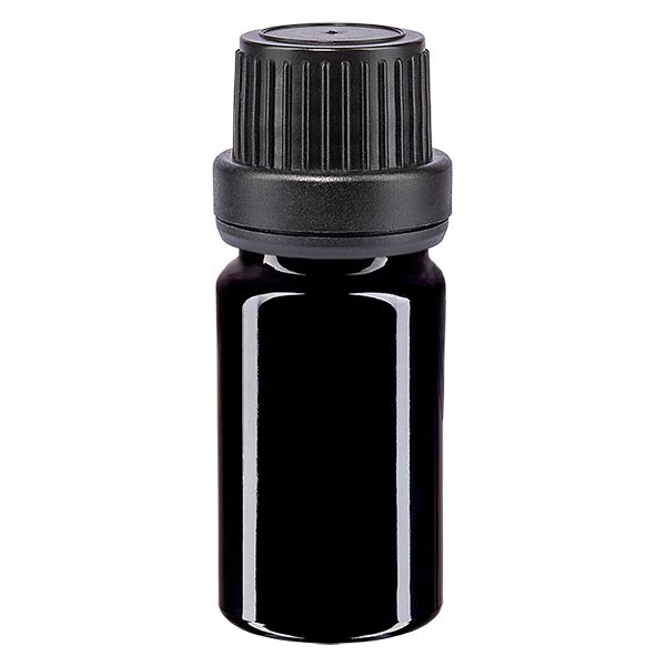 Violetglas fles 5ml DIN 18 met zwart schroefsluiting dicht. VR