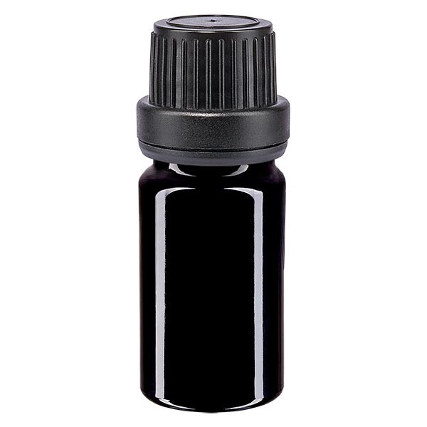 Flacon pharma. violet 5 ml bouch. à vis noir étanche inviolable