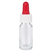 Pipetfles helder 10ml, pipet wit/rood ST Pipetfles helder 10ml, pipet wit/rood ST