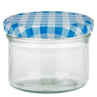 Verre cylindrique 230ml + couvercle BasicSeal bleu/blanc Verre cylindrique 230ml + couvercle BasicSeal bleu/blanc