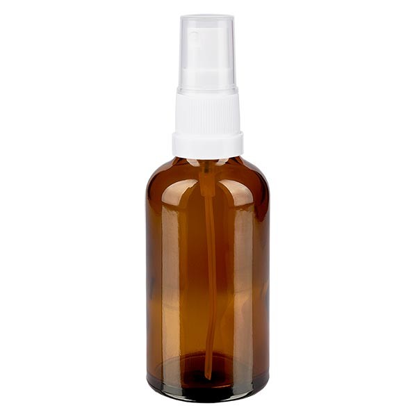 Bruin glazen flessen 50ml met wit pompverstuiver