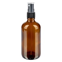 Bruin glazen flessen 100ml met zwart pompverstuiver  Bruin glazen flessen 100ml met zwart pompverstuiver