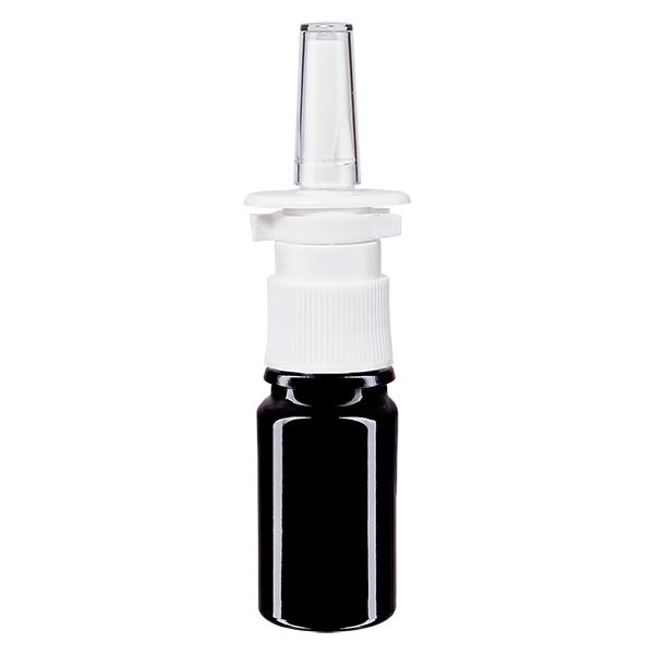 Fles van violet glas 5 ml met neusverstuiver wit