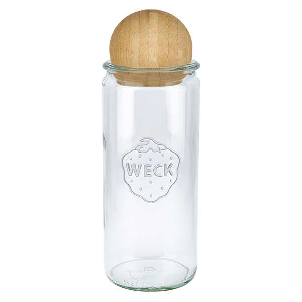 1040ml pot cylindrique WECK RR80 avec boule en bois