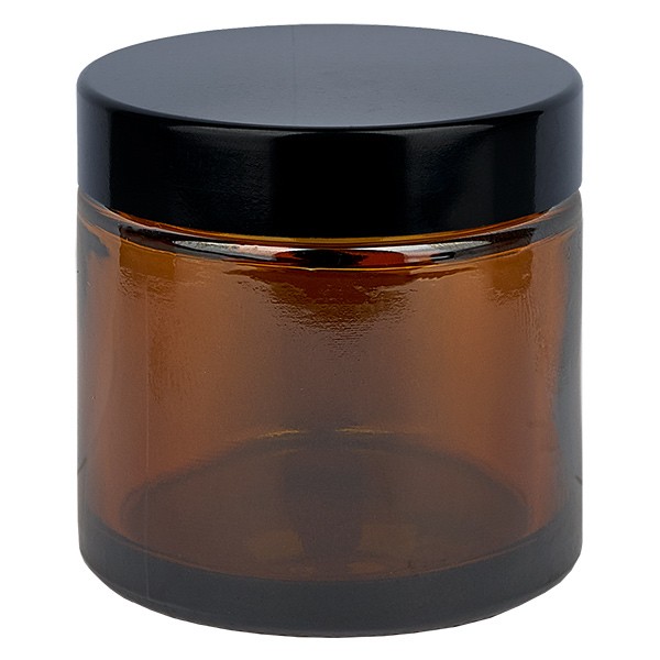 Glazen pot 60ml bruin glas 51mm/R3, met deksel