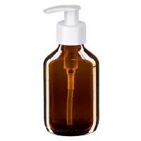 150ml Euro-medicijnfles bruin met witte dispenserpomp 150ml Euro-medicijnfles bruin met witte dispenserpomp