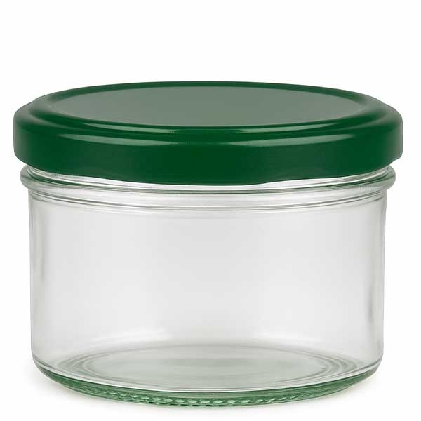 230 ml cilinderglas + BasicSeal deksel groen UN..