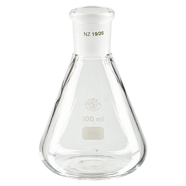 Erlenmeyer 100ml nauwe hals borosilicaat met slijpstuk 19/26