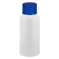 PET cilinderfles 30ml wit met schroefsluiting blauw PET cilinderfles 30ml wit met schroefsluiting blauw