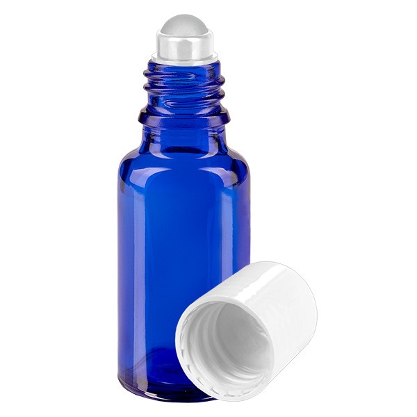 Flacon de déodorant en verre bleu 20 ml, déo à bille vide