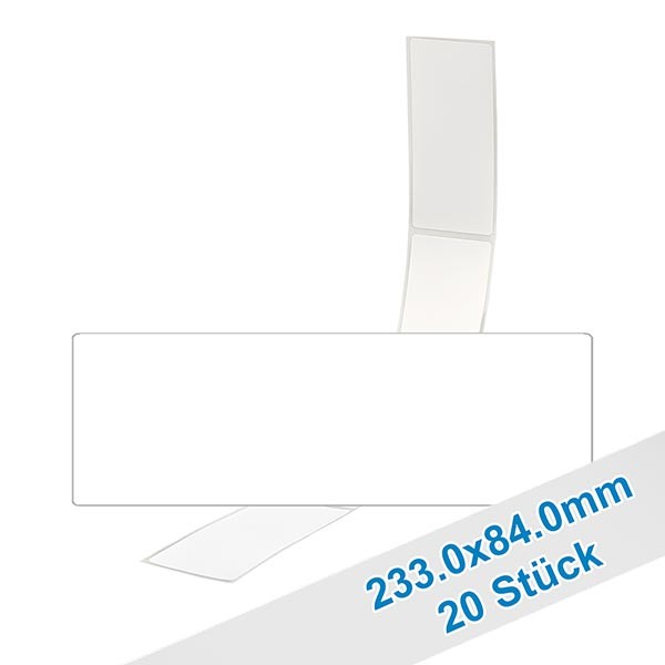 20 étiquettes amovibles blanches, 84x233 mm