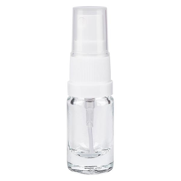 Helder glazen flessen 5ml met wit pompverstuiver