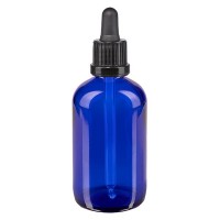Pipetfles blauw 100ml, pipet zwart/zwart VR Pipetfles blauw 100ml, pipet zwart/zwart VR