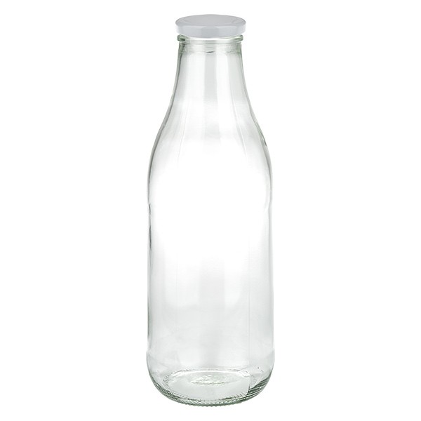 Bouteille de lait 1000ml + couvercle BasicSeal blanc UN...