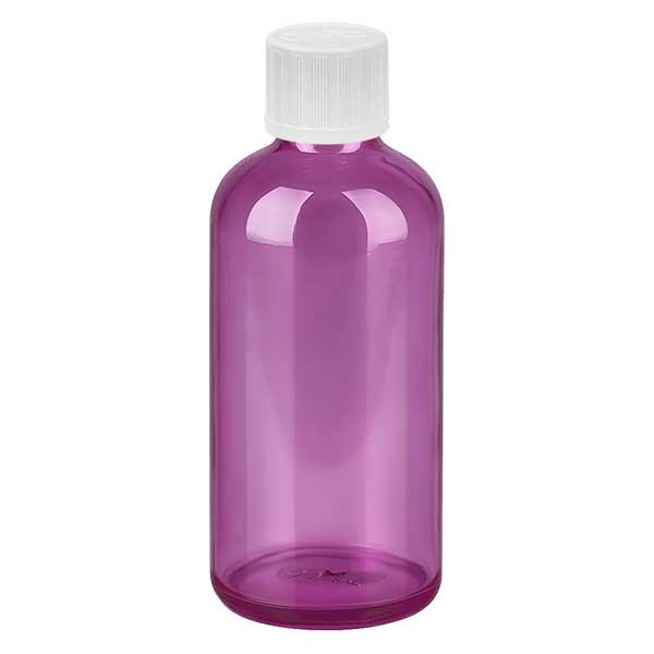 Flacon compte-gouttes 100 ml 1,2 mm blanc avec bouchon standard sécurité enfant PurpleLine UT18/100