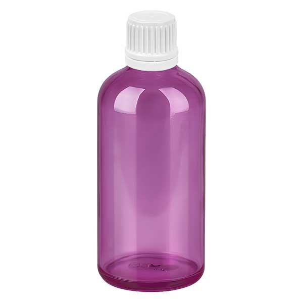 Flacon compte-gouttes 100 ml 0,7 mm blanc avec bague d&#039;inviolabilité PurpleLine UT18/100