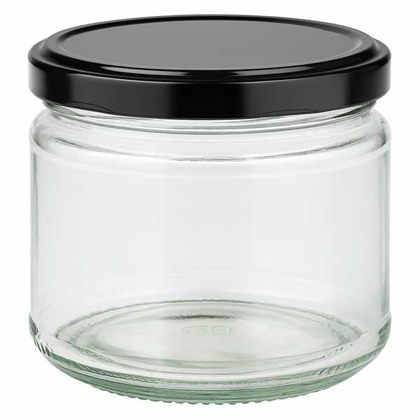 330ml rond glas met BasicSeal deksel zwart UNiTWiST