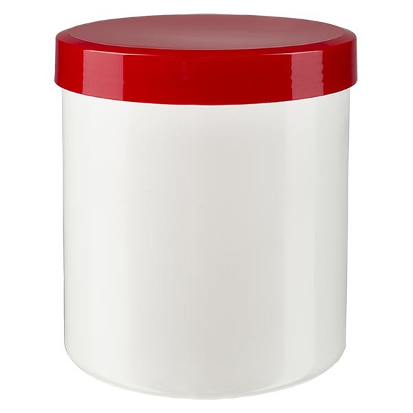 Pot à onguent blanc 20 g avec couvercle rouge (PP)