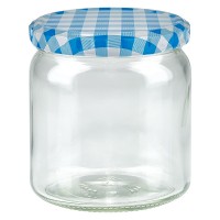 408ml rond glas + BasicSeal deksel blauw/wit UNiTWiST 408ml rond glas + BasicSeal deksel blauw/wit UNiTWiST