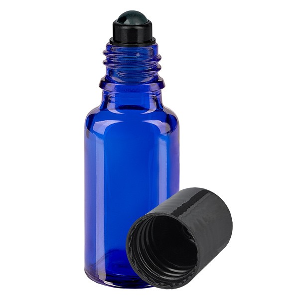 Glas deostick fles blauw 20ml, lege deo roller (Roll On)