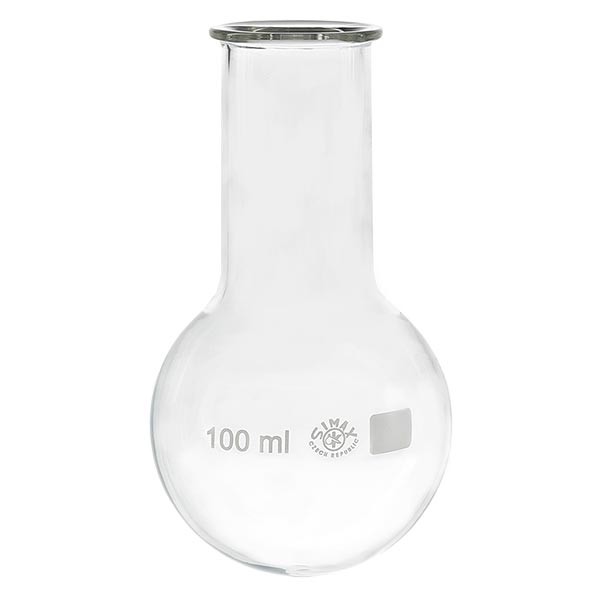 Ballon 100 ml à col large en borosilicate avec bord évasé