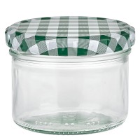 230ml cilindrisch glas + BasicSeal deksel groen/wit 230ml cilindrisch glas + BasicSeal deksel groen/wit