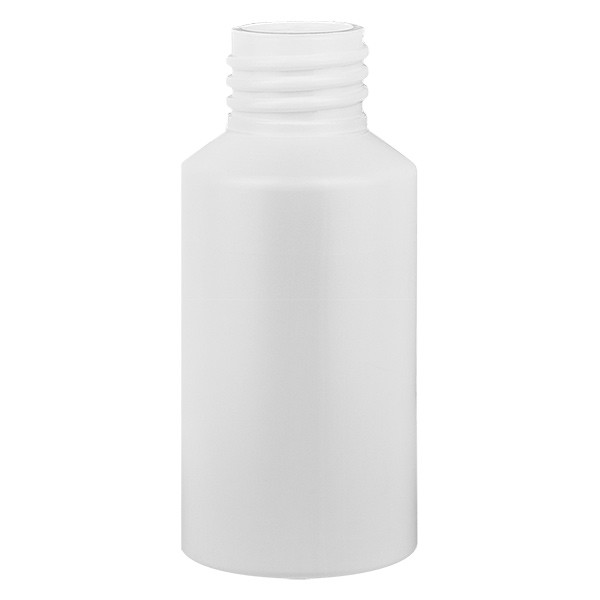 Flacon cylindrique en PET blanc 50 ml, S20x3, sans bouchon