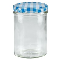 435ml trommelglas + BasicSeal deksel blauw/wit UN... 435ml trommelglas + BasicSeal deksel blauw/wit UN...