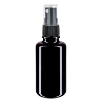 Fles van violet glas 30 ml met pompverstuiver zwart Fles van violet glas 30 ml met pompverstuiver zwart