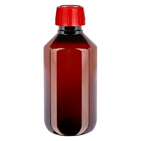 PET-fles 200ml met ontgassingsdop rood
