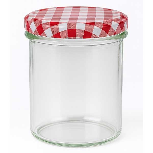 350ml trommelglas + BasicSeal deksel rood/wit UNiTWiST