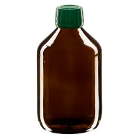 300ml Euro-medicijnfles bruin met groene schroefsluiting VR 300ml Euro-medicijnfles bruin met groene schroefsluiting VR