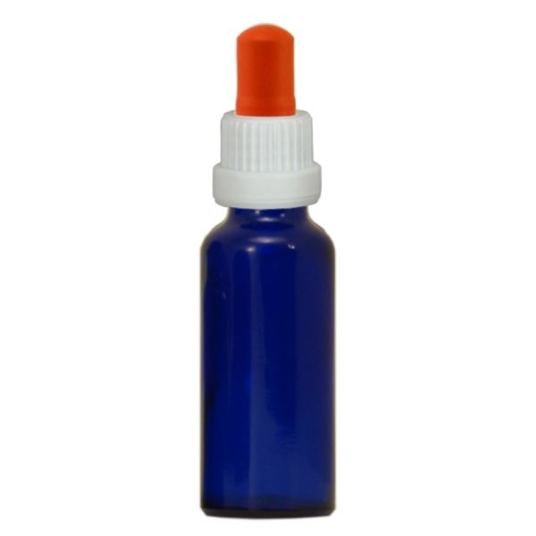 Flacon bleu 30 ml + pipette rouge et blanche standard