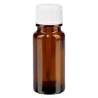 Bruine glazen fles 10ml met wit schroefsluiting kwastje VR Bruine glazen fles 10ml met wit schroefsluiting kwastje VR